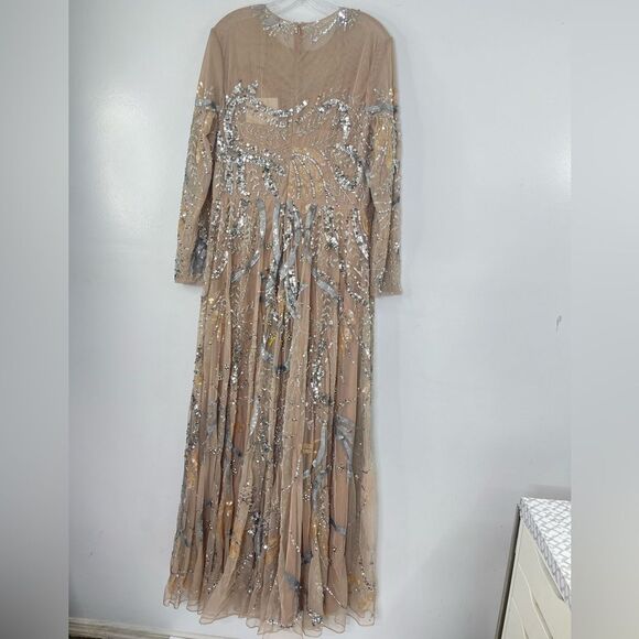 Mac Duggal 5217 Plus Size 14 Embellished Illusion Formal Evening Gown, Nude - Picture 3 of 16